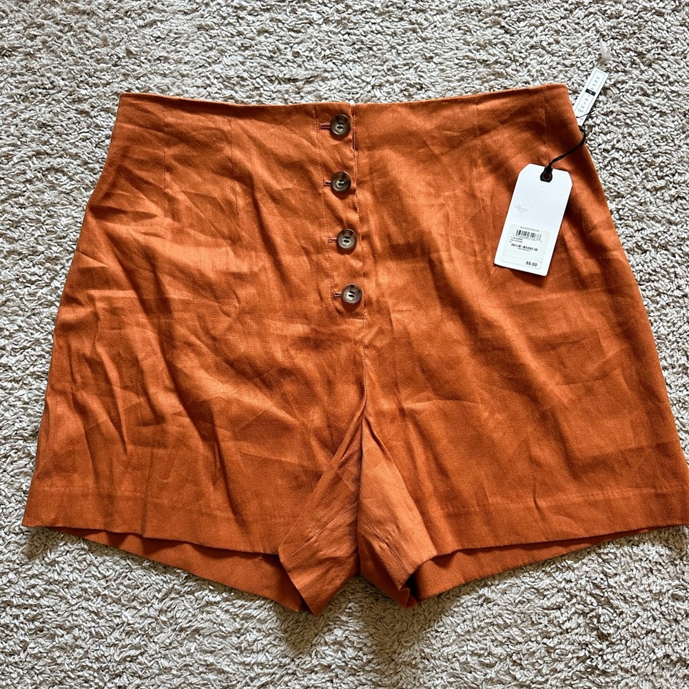NWT Leith Women’s XL Burnt Orange Linen Shorts